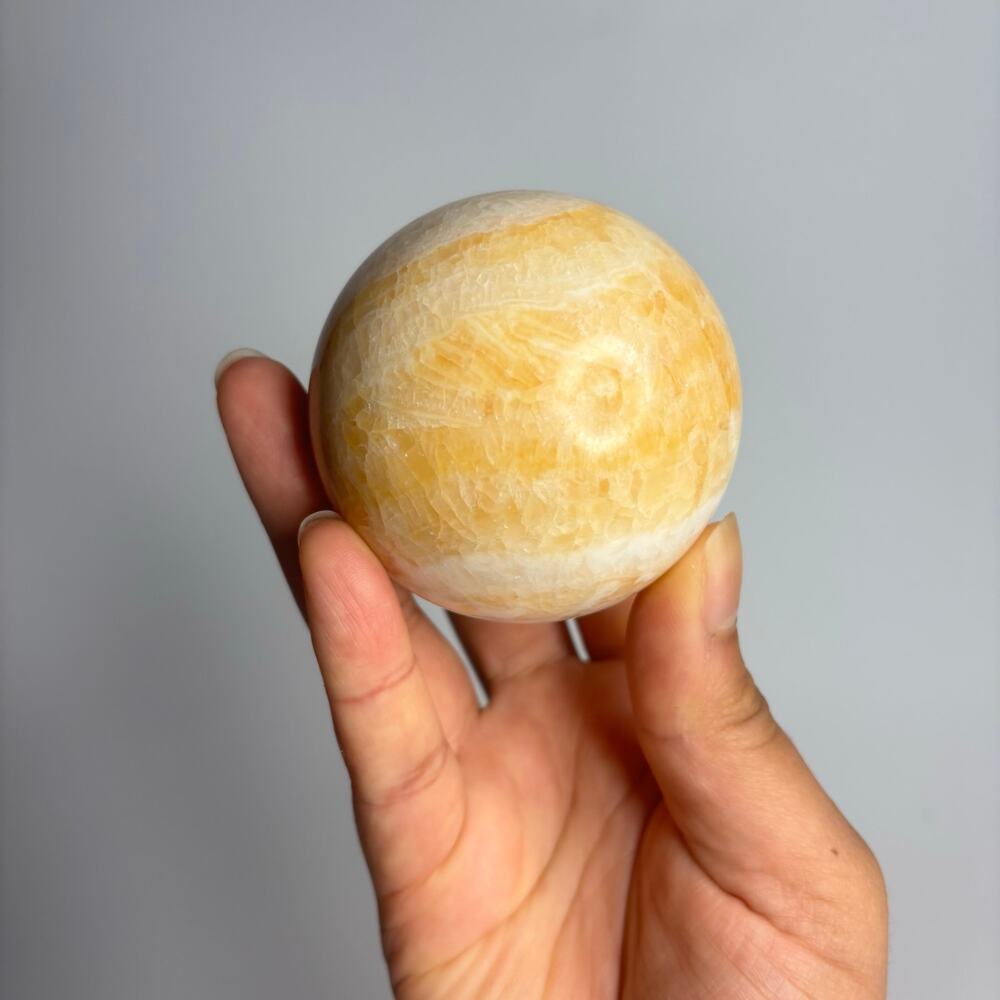 Orange Banded Calcite Crystal Sphere
